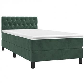 VidaXL Boxspringbett 90x200 cm Dunkelgrün Samt mit Matratze und LED