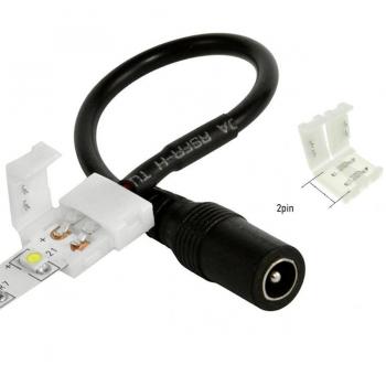 Connettore a Clip 8mm 2 Pin per Striscia LED con Cavetto Jack Femmina 2,5mm