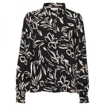 Camicia donna a righe sottili Kaffe Forrest in seta verde