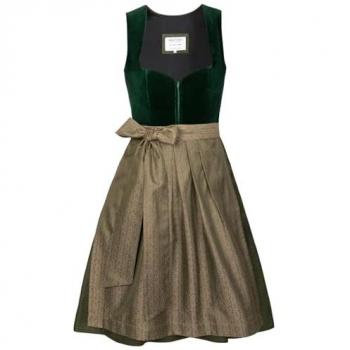 Livia Midi Dirndl in edlem Samtgrün