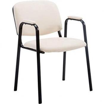 Sedia Ken Pro con braccioli in similpelle crema