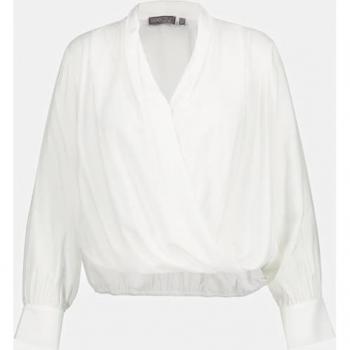 Blusa “Sera Setosa” – Scollatura a V, Maniche Lunghe – Beige – Taglia 64/66 – Viscosa/Seta – Ulla Popken