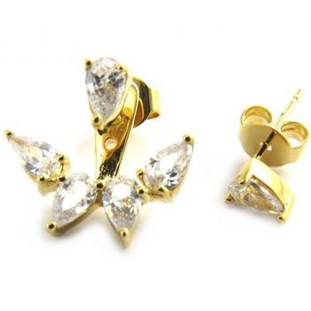 Oro Sissi Lily – M9920, Orecchino con orecchina e anello dorato “Sissi” bianco