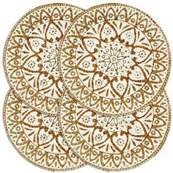 VidaXL MANTELES INDIVIDUALES REDONDOS 4 UDS YUTE BLANCO 38 CM