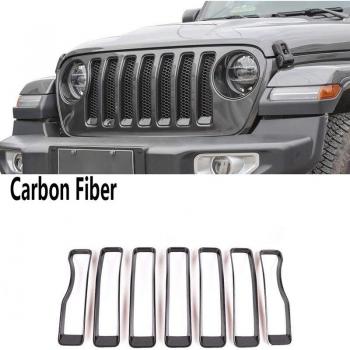 Kit de 7 Inserciones de Parrilla Delantera de Fibra de Carbono para Jeep Wrangler JL