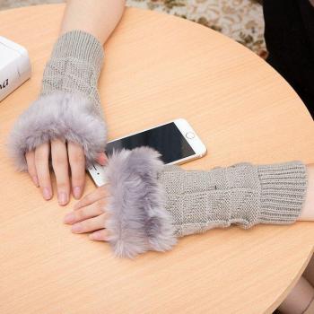 Women's Faux Fur Plaid Arm Warmers