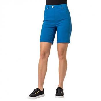 Petrol Blue Women's Stretch Turn Up Shorts