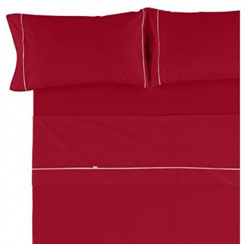 Juego de Sábanas Lisas Burdeos 200 cm, Algodón-Poliéster, 4 Piezas