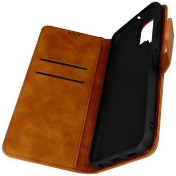 Custodia portafoglio Forcell per Galaxy A22 4G con design camel e effetto scamosciato