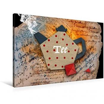 Origami Teekanne Leinwand 90 × 60 cm – Premium Textile Print
