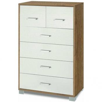 Commode 4 tiroirs et 2 tiroirs supplémentaires Noyer et Blanc