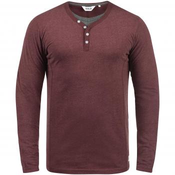 !Solid Doriano Herren Langarmshirt, Grandad-Ausschnitt, Größe:L, Farbe:Weinrot Melange