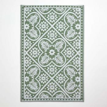 Green Outdoor Rug with Floral Leaf Pattern, 122 x 182 cm