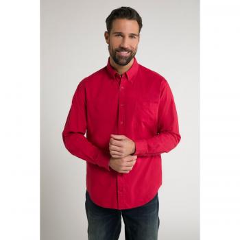 Camicia lunga in misto lino rosso, Uomo, colletto button-down, Taglia 3XL