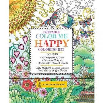 Portable Color Me Happy Coloring Kit: Includes Book, Colored Pencils and Twistable Crayons: 7