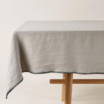 Lin Lavé Madura – Nappe Rectangulaire à Finition Feston Beige