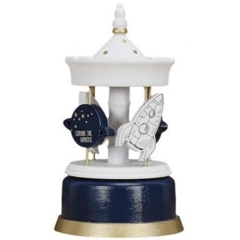 Carrousel musical en bois bleu pour garçon