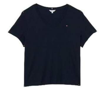 Damen Kurzarmshirt von Tommy Hilfiger Curve, Modell CRV SLIM CODY, mit Logostickerei in großen Größen