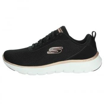 Skechers Flex Appeal 5.0 Negras com Detalhes em Rosa