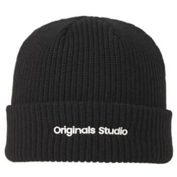 Jack&Jones Gorro Beanie Negro con Detalle Canalé