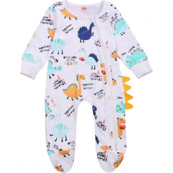 Herbst‑Baby‑Footie Dinosaurier 0–12 M – Langarm, Beinschmuck, Reißverschluss, Jungen/Mädchen Edition