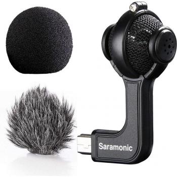 Microphone stéréo Saramonic avec bonnette en fourrure et mousse pour GoPro HERO3, HERO3+ et HERO4