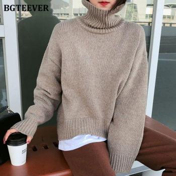 BGTEEVER Women's Long Sleeve Red Knitted Sweater