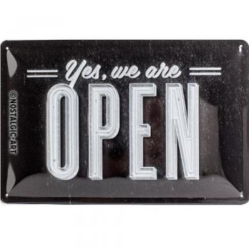 Targa in metallo Yes, we are Open 20x30 cm