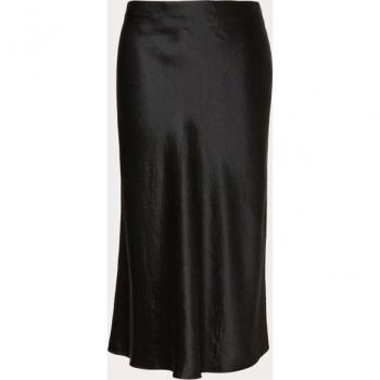 Vince Black High-Rise Satin Slip Skirt