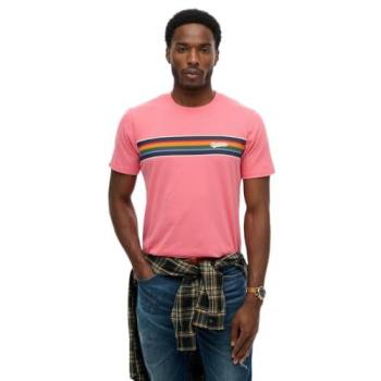 Superdry Outdoor Stripe Logo T‑Shirt – Relaxed, Short Sleeve, Desert Rose Pink – Men's Size