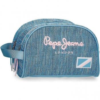 Neceser Pepe Jeans Lena con Dos Compartimentos Adaptable Azul