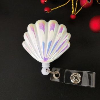 Resin Shell Shape Retractable Name ID Reel for Nursing and Medical Student Use