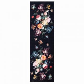 Tapis de Cuisine Design Floral Noir 300 x 60 cm