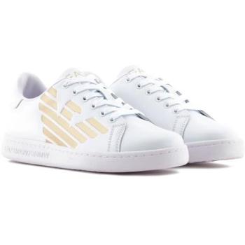 Emporio Armani Classic Eagle Training Shoes – Triple White/Light Grey, UK