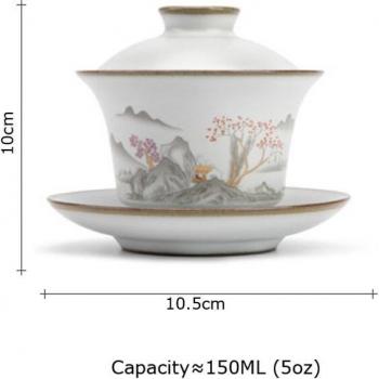 Ru Kiln Ceramic Tea Set with Lid and Saucer