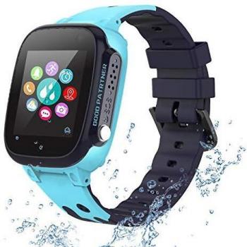 Telefono Smartwatch Bambini Tracker Impermeabile LBS Pedometro Chat Vocale Sveglia SOS Matematica Blu