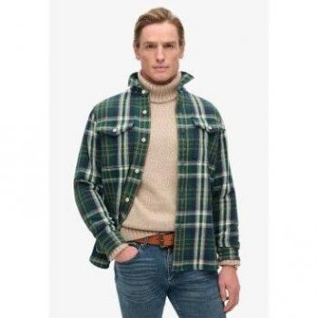 Camicia Superdry a quadri verdi, maniche lunghe, modello Merchant, taglia M