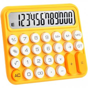 Calculatrice Kaesi mécanique 12 chiffres grand écran LCD Jaune citron