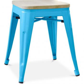 Stile Industrial Chic – Sgabello 45 cm in Legno e Metallo, Turchese