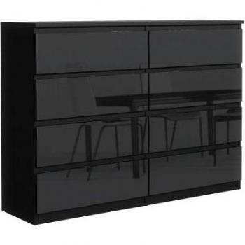 Rangement Spacieux 120 cm – Commode Noir 8 Portes