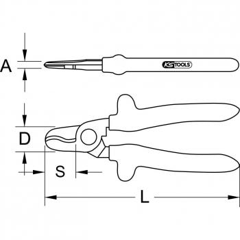 Cisaille mains‑droit KS Tools 1000 V, 165 mm