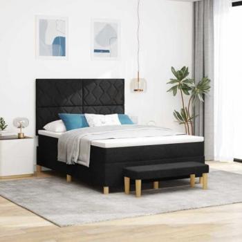 Lit à ressorts avec matelas noir 140x200 cm et banc vidaXL