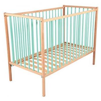 Lit barreaux enfant hêtre massif laqué vert mint 60x120