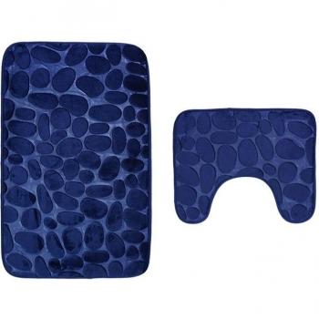 Toilet Mat Set with Extra Grip and Suction Backing