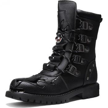 Botas de motocicleta clásicas para hombre, color negro, talla 46