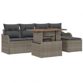 Completo di Divano da Giardino 6 Elementi con Cuscini Grigi, Design Rattan