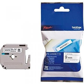Brother M-K221SBZ Tape Cartridge, Black on White, 9 mm