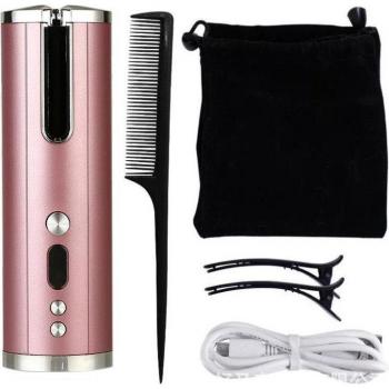 Cordless Automatic Hair Curling Iron, USB Rechargeable, LCD Display