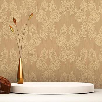 Papier peint baroque or et beige