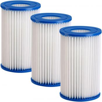 Set van 3 Blauw zwembadfilter cartridges 138x105mm